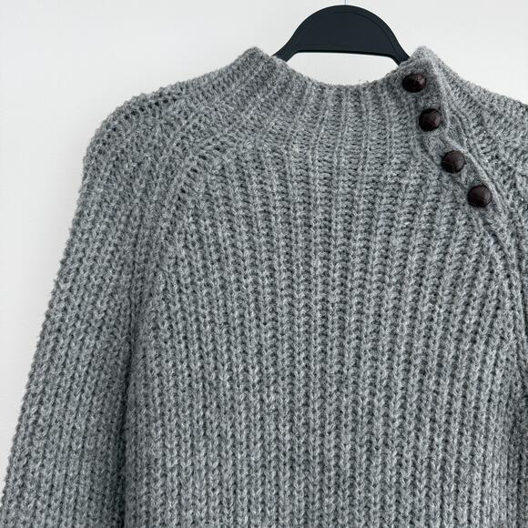 Vintage Lauren Ralph Lauren Sweater Women Medium Gray Alpaca Wool Blend Rib Knit - Picture 2 of 8